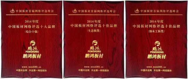 鵬鴻實力再獲肯定，蟬聯(lián)木業(yè)網(wǎng)2017年度“生態(tài)板十大品牌”