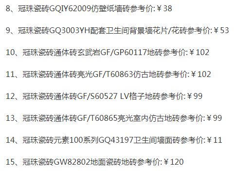 品牌產(chǎn)品|冠珠瓷磚質(zhì)量怎么樣，價格一覽表是怎樣的