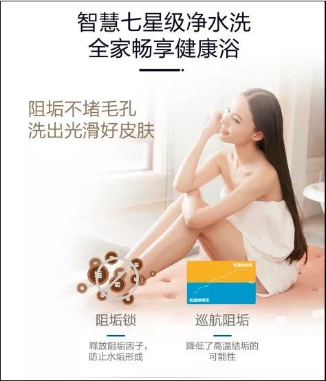 海爾纖享熱水器AS搭載智慧七星級(jí)凈水洗，可使洗浴水質(zhì)更健康